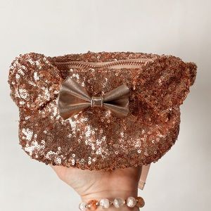 Loungefly Disney Parks Rose Gold Pink Sequined Fanny Pack Bum Bag
